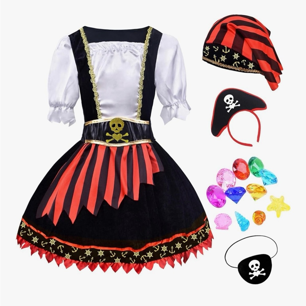 🎃Pirate Adventure Kids Costume Set - Black and Red🎃
